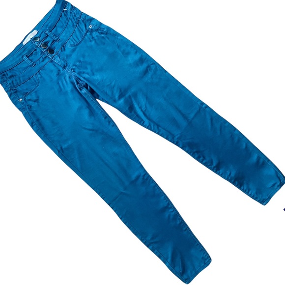 No Boundaries Teal Corset Waist Stretch Jeans , Skinny Jeans , Women Denim Jeans - Picture 4 of 12